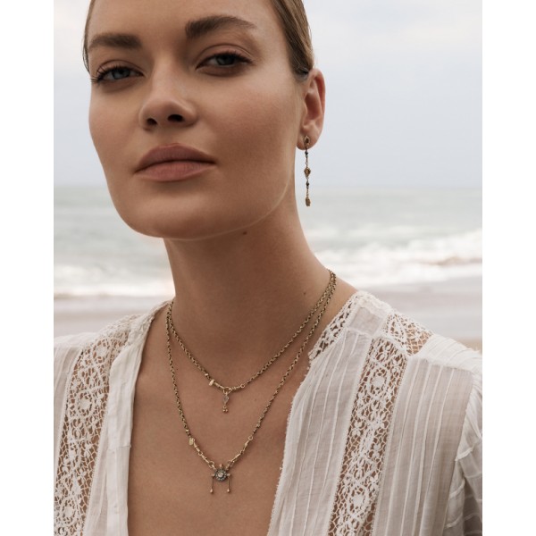 Marie Laure Chamorel sidabro auskarai su deimantų plokštelėmis 